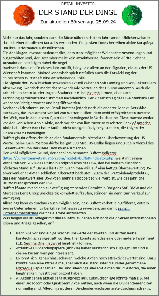 Stand der Dinge 2 Stand der Dinge 2 zum 25 9 24
